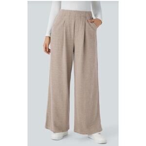 Brand New Halara Ribbed High Waisted Pocket Wide Leg Casual Pants Size XS